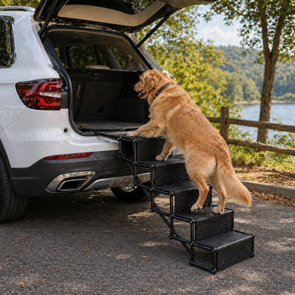 Foldable Dog Steps for Car with Non-Slip Surface | 5-Step Design for Easy Vehicle Access