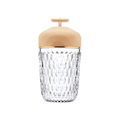 Rechargeable Crystal Desk Lamp with Wood Accents & USB Port – 11 in Cordless LED Reading Light for Nightstand, Office, Bedroom, Patio