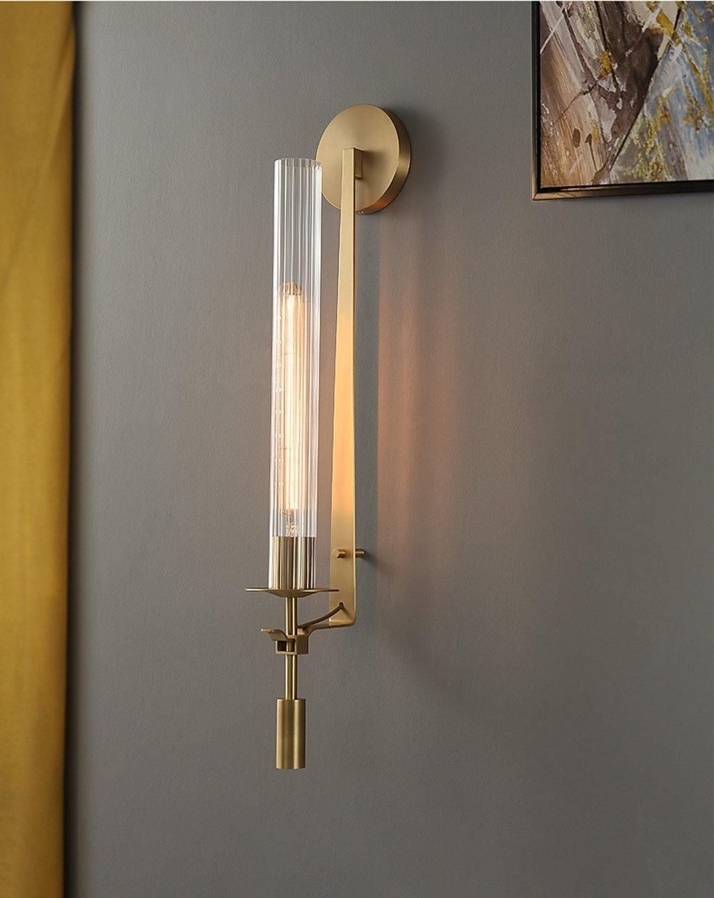 Wall-Mount Light Fixture 28 Inches Clear Glass Tubes Metal Frame E26 Base for Hallways Bedrooms Living Rooms Entryways Contemporary Industri
