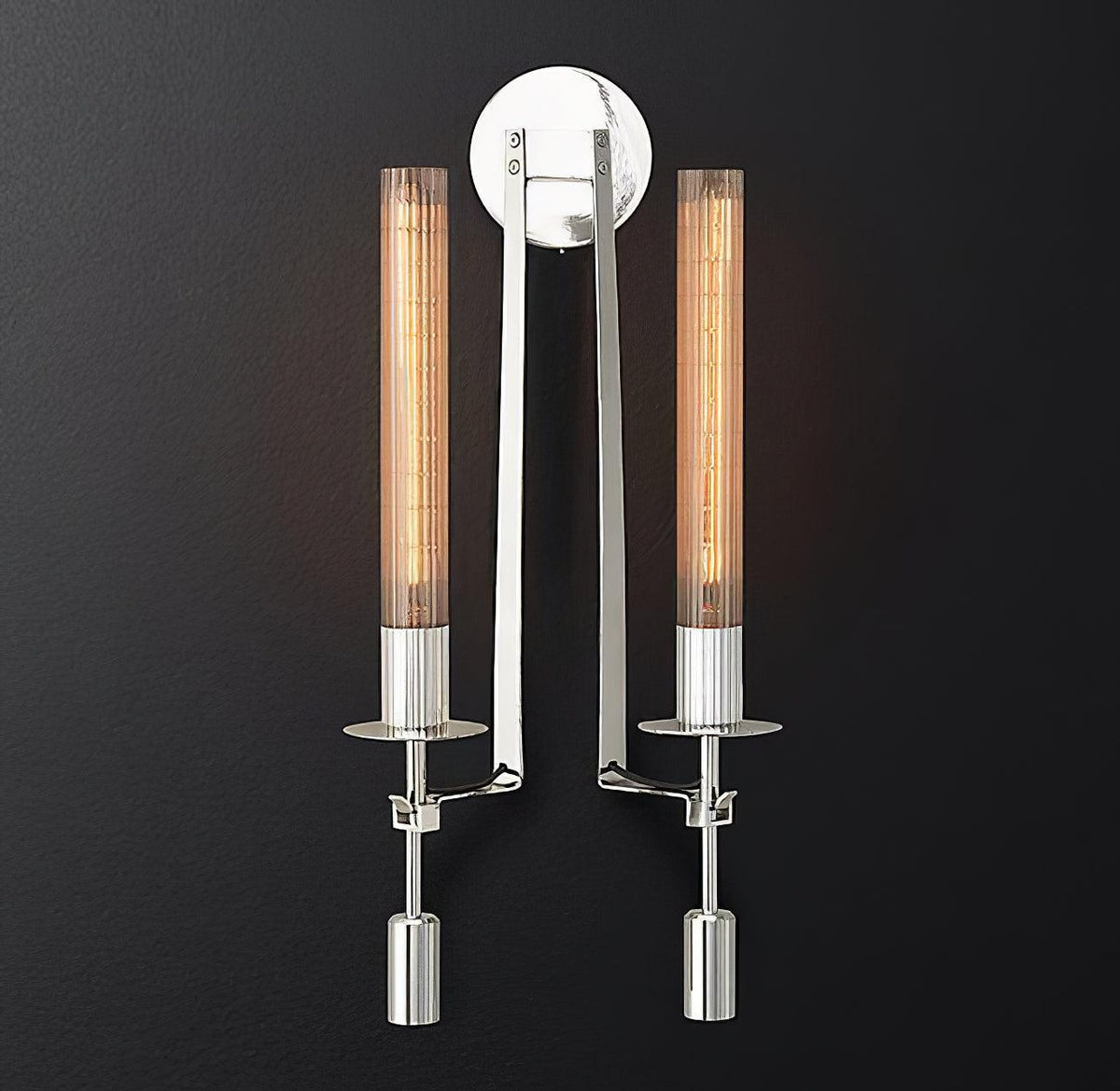 Wall-Mount Light Fixture 28 Inches Clear Glass Tubes Metal Frame E26 Base for Hallways Bedrooms Living Rooms Entryways Contemporary Industri