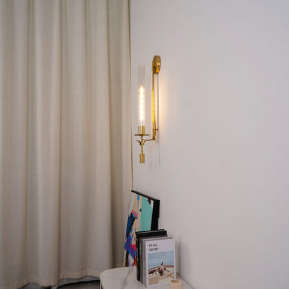 Wall-Mount Light Fixture 28 Inches Clear Glass Tubes Metal Frame E26 Base for Hallways Bedrooms Living Rooms Entryways Contemporary Industri