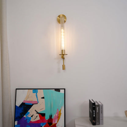 Wall-Mount Light Fixture 28 Inches Clear Glass Tubes Metal Frame E26 Base for Hallways Bedrooms Living Rooms Entryways Contemporary Industri