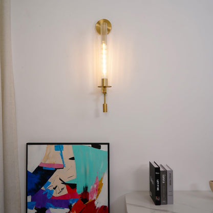 Wall-Mount Light Fixture 28 Inches Clear Glass Tubes Metal Frame E26 Base for Hallways Bedrooms Living Rooms Entryways Contemporary Industri