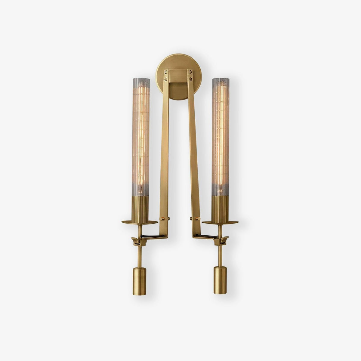 Wall-Mount Light Fixture 28 Inches Clear Glass Tubes Metal Frame E26 Base for Hallways Bedrooms Living Rooms Entryways Contemporary Industri