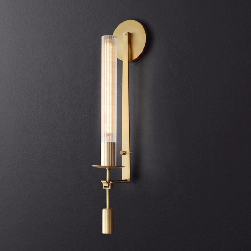 Wall-Mount Light Fixture 28 Inches Clear Glass Tubes Metal Frame E26 Base for Hallways Bedrooms Living Rooms Entryways Contemporary Industri