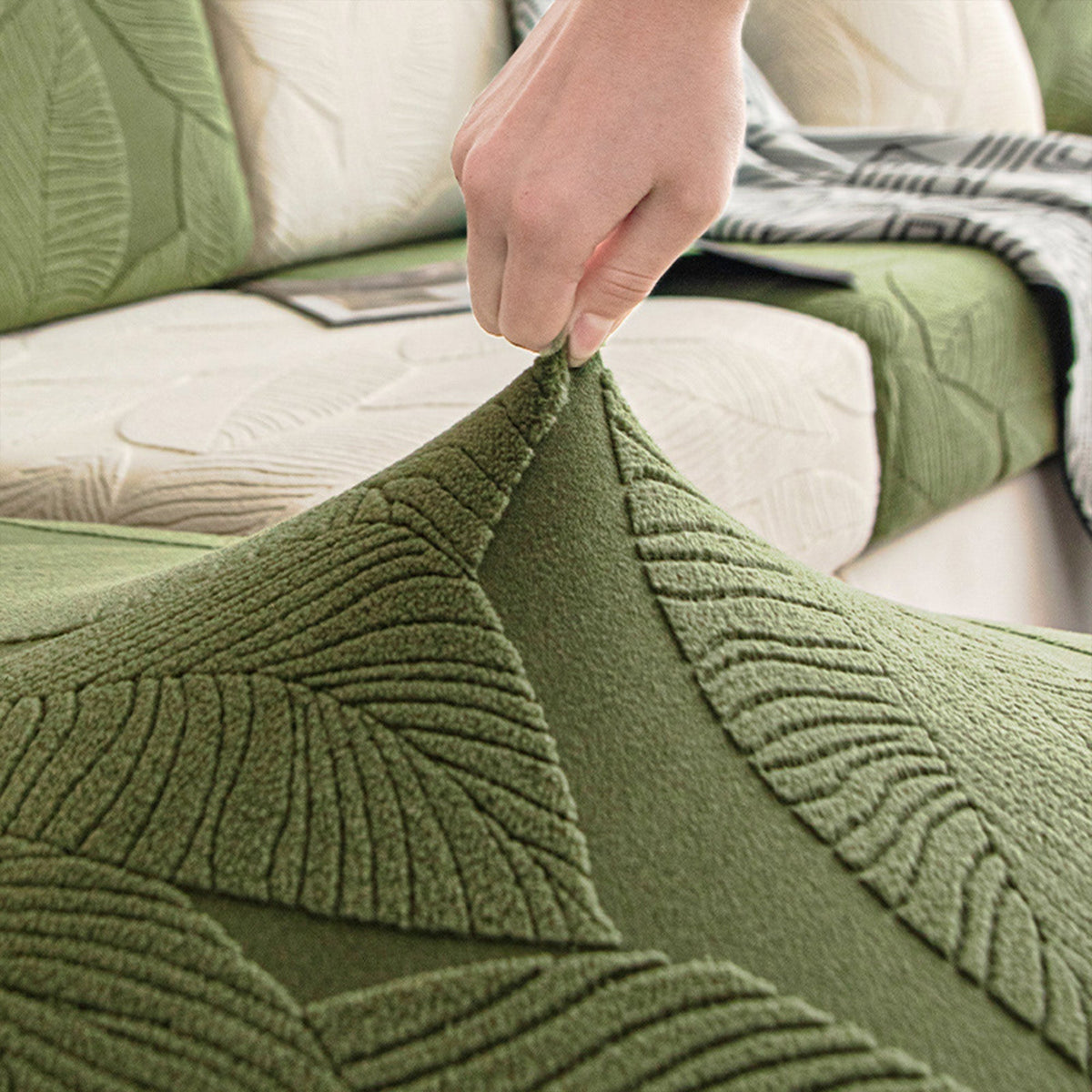Mistral Sofa Slipcover - Waterproof Stretch Jacquard Velvet, Pet Friendly