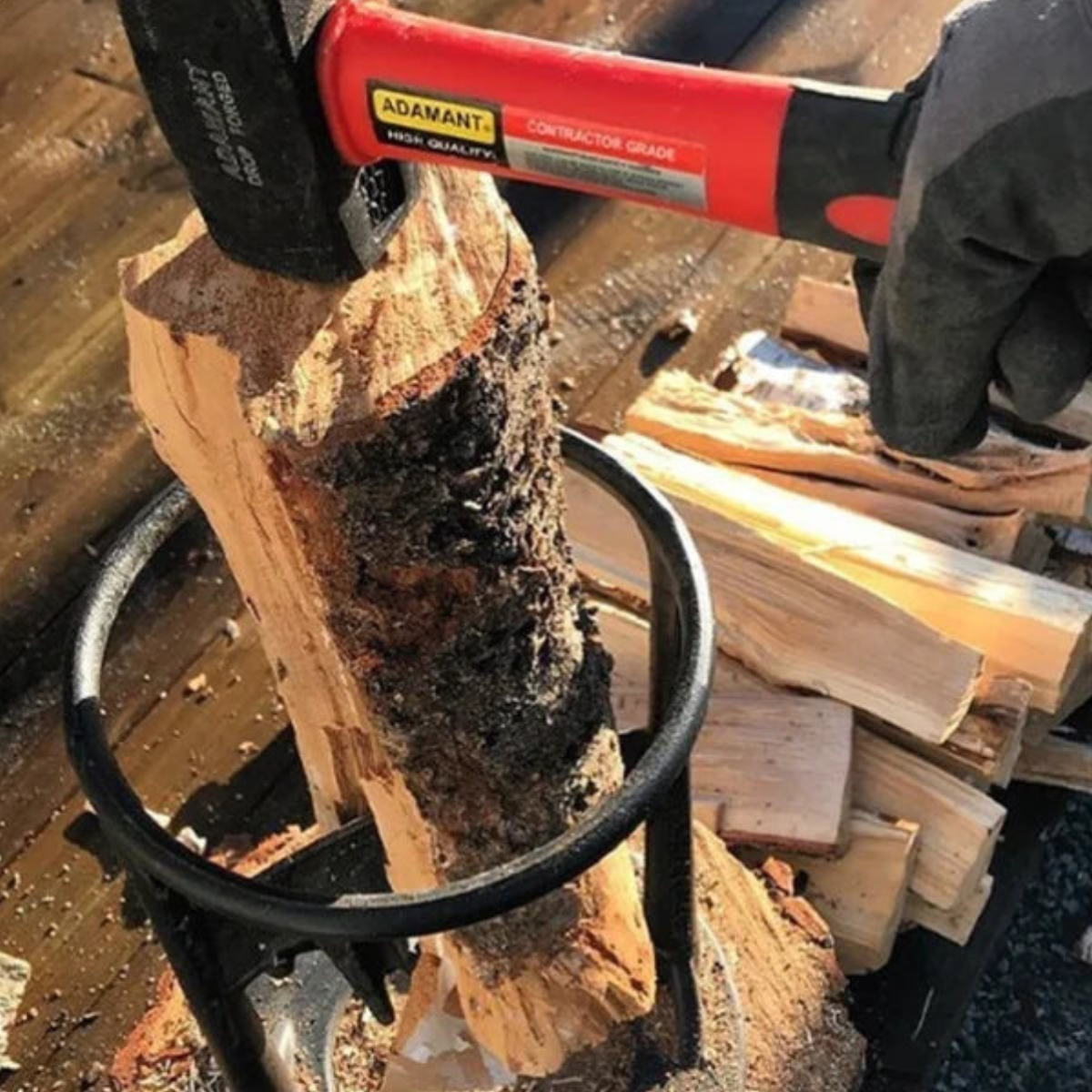 Manual Log Splitter Wedge for Firewood Splitting - Heavy Duty Cast Iron Wood Kindling Splitter Tool for Fireplace, Campfire, and Outdoor Use
