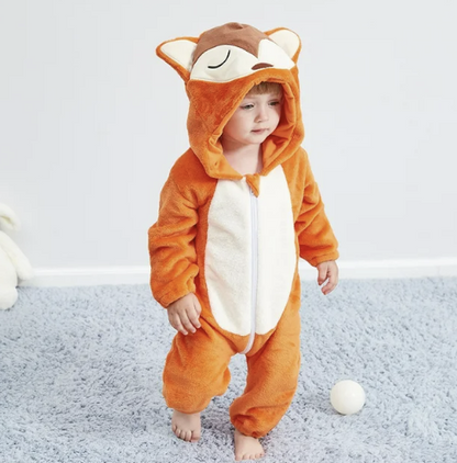 Soft Baby Animal Onesie Costume with Hood – Full-Zip Fleece Outfit for Infants & Toddlers – Home, Playdates & Photo Ops
