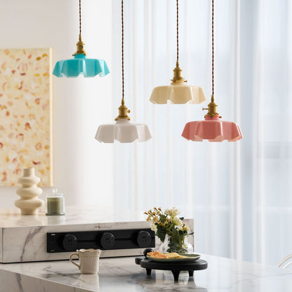 Hanging Ceiling Light Fixture Textured Dome Shade White Beige Pink Blue for Kitchen Island Dining Room Adjustable Height Indoor Pendant Lamp
