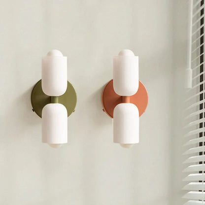 Iron & Glass Sconce Dual-Light Fixture for Bedroom Hallway Bathroom Parisian-Inspired Accent 10 in Tall E14 Socket 6 Finishes