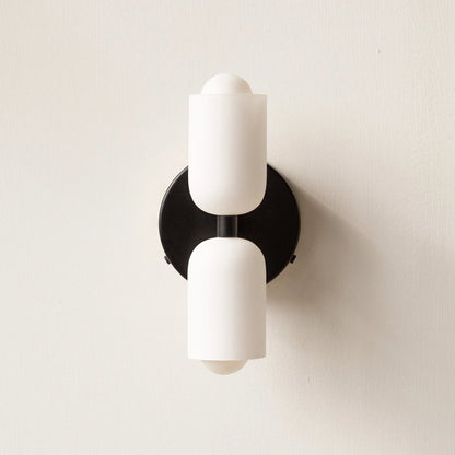Iron & Glass Sconce Dual-Light Fixture for Bedroom Hallway Bathroom Parisian-Inspired Accent 10 in Tall E14 Socket 6 Finishes