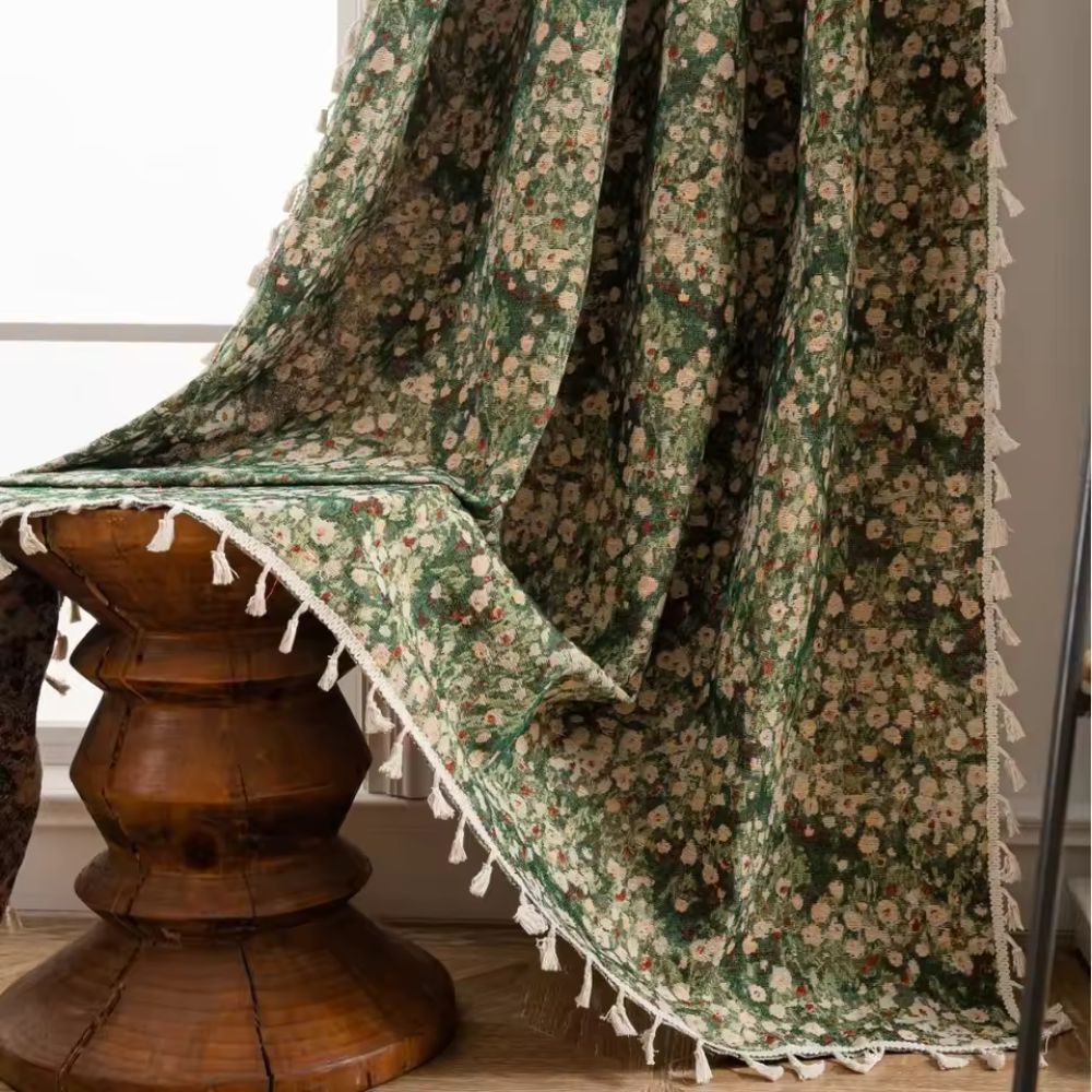 Botanical Window Drapes with Vintage Floral Print – Semi-Sheer Room Darkening Panels for Living Room, Bedroom & French Country Home Decor