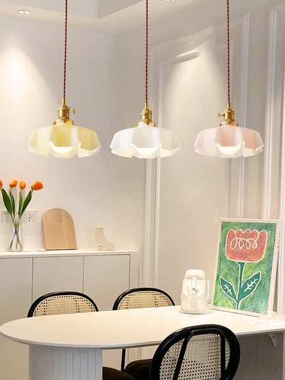 Hanging Ceiling Light Fixture Textured Dome Shade White Beige Pink Blue for Kitchen Island Dining Room Adjustable Height Indoor Pendant Lamp