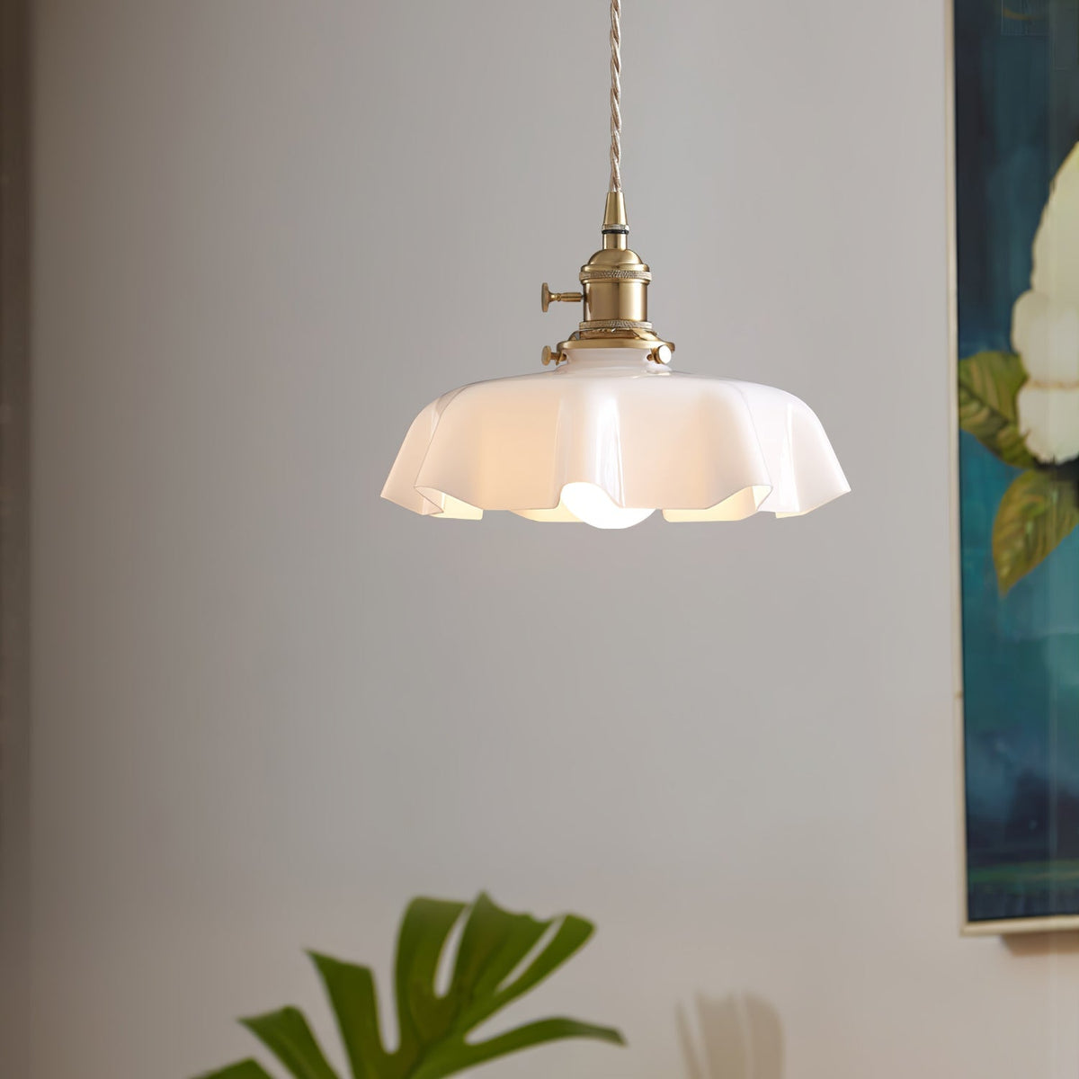 Hanging Ceiling Light Fixture Textured Dome Shade White Beige Pink Blue for Kitchen Island Dining Room Adjustable Height Indoor Pendant Lamp