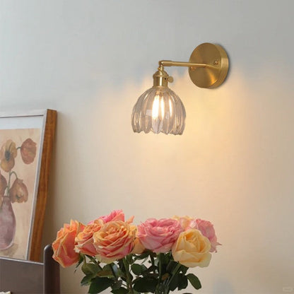 Adjustable Glass Sconce 8-Inch Tulip Shade for Bedroom Hallway Living Room Corner Accent Lighting E27 Socket Rotatable Design