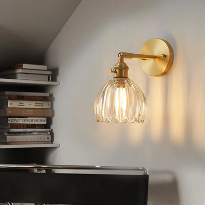 Adjustable Glass Sconce 8-Inch Tulip Shade for Bedroom Hallway Living Room Corner Accent Lighting E27 Socket Rotatable Design