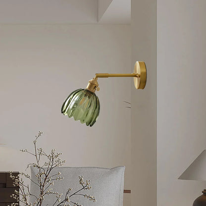 Adjustable Glass Sconce 8-Inch Tulip Shade for Bedroom Hallway Living Room Corner Accent Lighting E27 Socket Rotatable Design