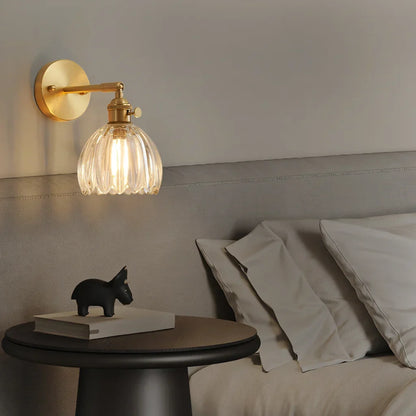 Adjustable Glass Sconce 8-Inch Tulip Shade for Bedroom Hallway Living Room Corner Accent Lighting E27 Socket Rotatable Design