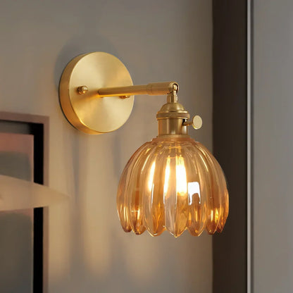 Adjustable Glass Sconce 8-Inch Tulip Shade for Bedroom Hallway Living Room Corner Accent Lighting E27 Socket Rotatable Design