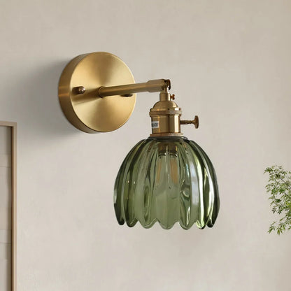 Adjustable Glass Sconce 8-Inch Tulip Shade for Bedroom Hallway Living Room Corner Accent Lighting E27 Socket Rotatable Design