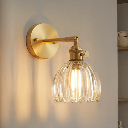 Adjustable Glass Sconce 8-Inch Tulip Shade for Bedroom Hallway Living Room Corner Accent Lighting E27 Socket Rotatable Design