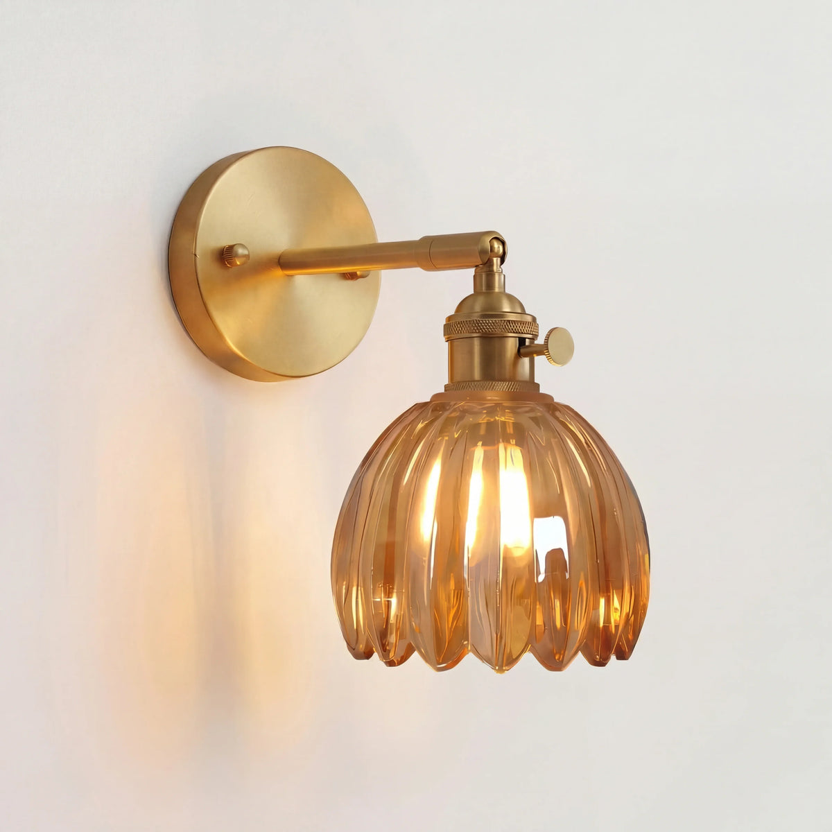 Adjustable Glass Sconce 8-Inch Tulip Shade for Bedroom Hallway Living Room Corner Accent Lighting E27 Socket Rotatable Design