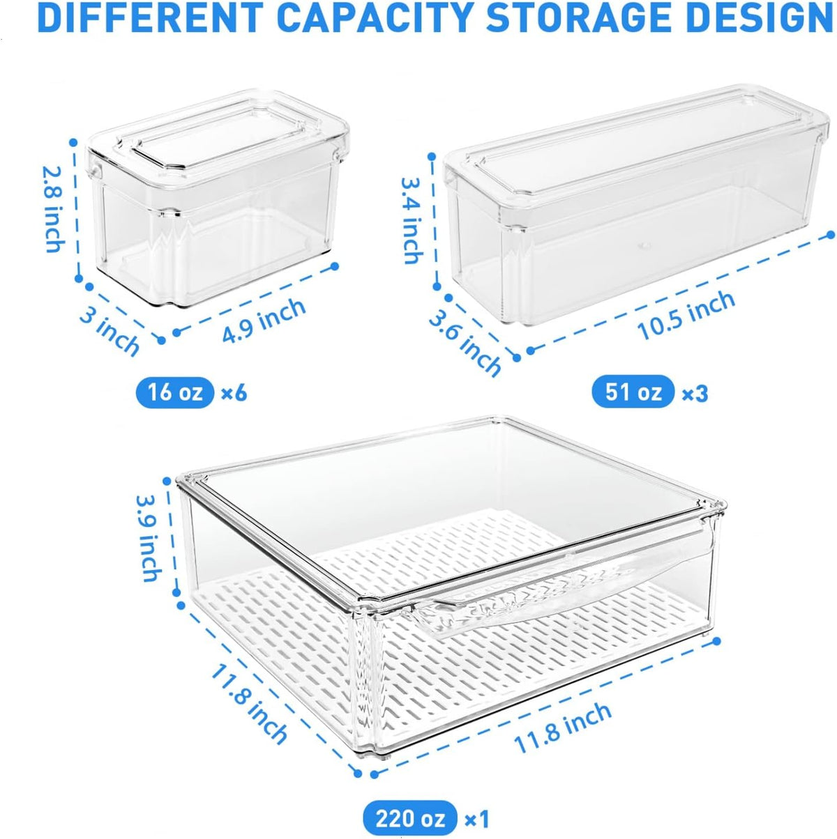 Fridge Organizer Set | Stackable BPA-Free Refrigerator Organizer Bins for Efficient Food Storage