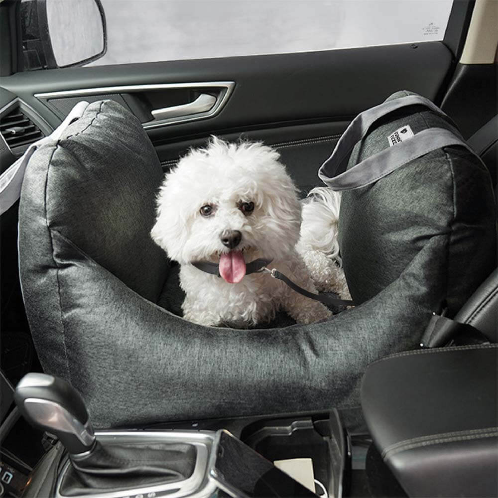 Portable Pet Carrier Booster Seat with Safety Harness and Washable Cover for Small Dogs