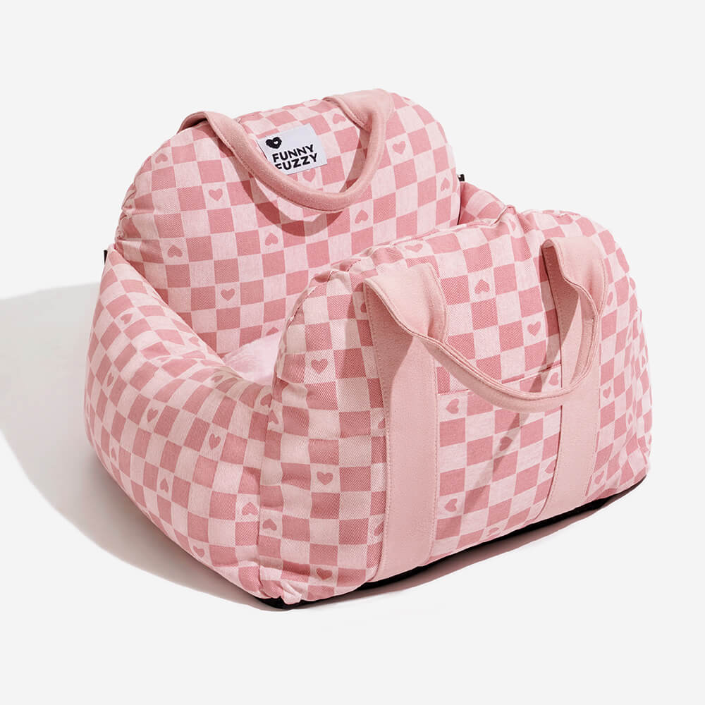 Portable Pet Carrier Booster Seat with Safety Harness and Washable Cover for Small Dogs