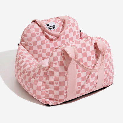 Portable Pet Carrier Booster Seat with Safety Harness and Washable Cover for Small Dogs