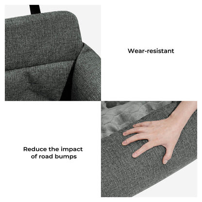 Padded Dog Car Seat Cover with Safety Tethers for Sedans & SUVs – Washable Canvas Bolster Protector for Medium to Large Dogs