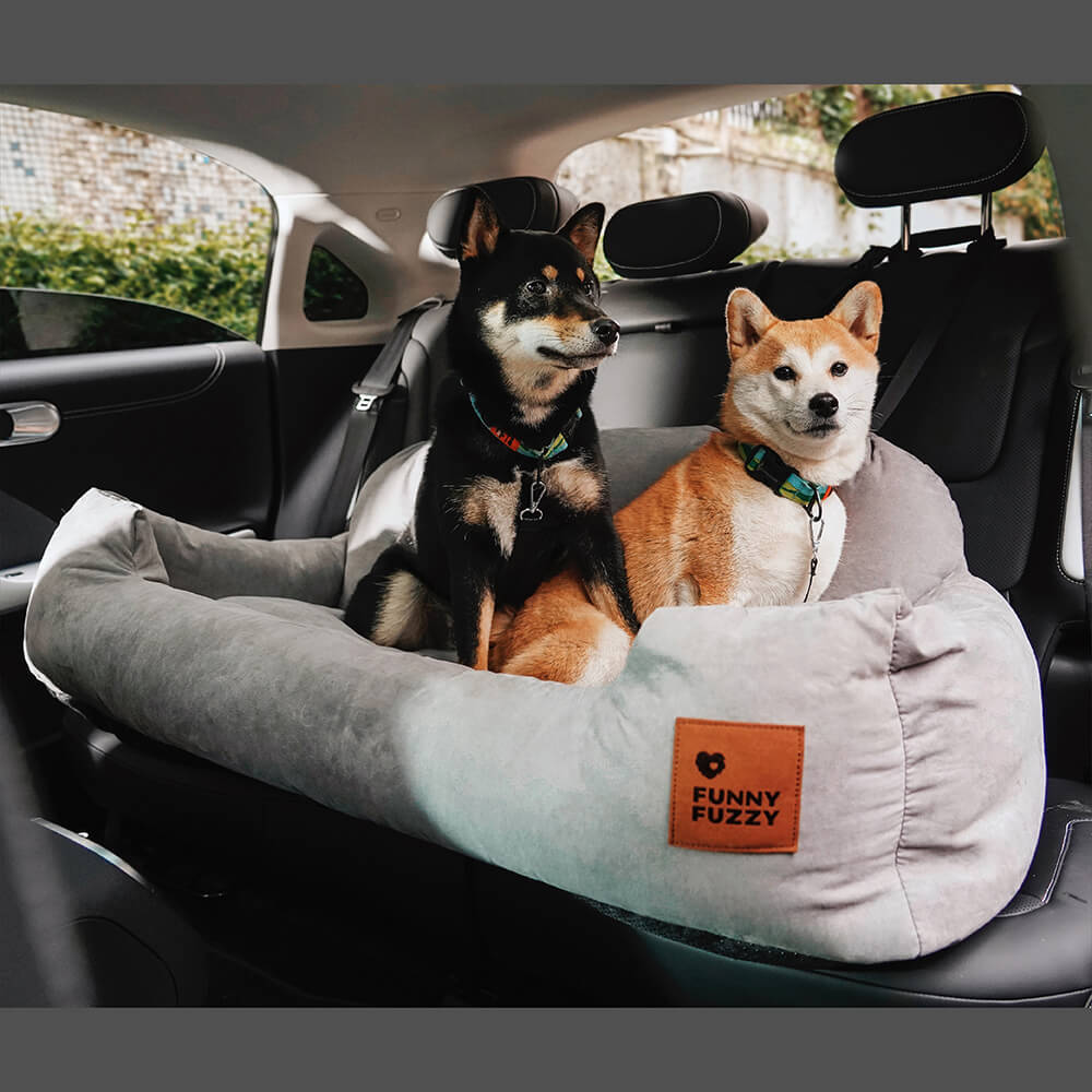Dog Car Seat Cover for Back Seat – Padded Travel Hammock for Medium & Large Dogs with Safety Tethers & Storage Pockets