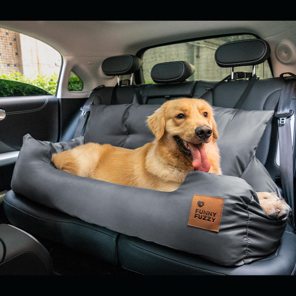 Dog Car Seat Cover for Back Seat – Padded Travel Hammock for Medium & Large Dogs with Safety Tethers & Storage Pockets