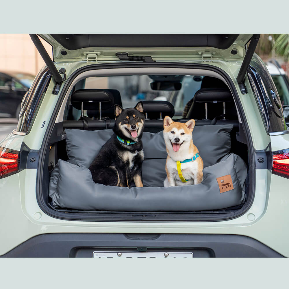 Dog Car Seat Cover for Back Seat – Padded Travel Hammock for Medium & Large Dogs with Safety Tethers & Storage Pockets