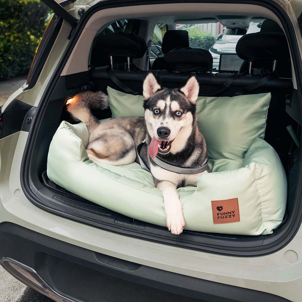 Dog Car Seat Cover for Back Seat – Padded Travel Hammock for Medium & Large Dogs with Safety Tethers & Storage Pockets