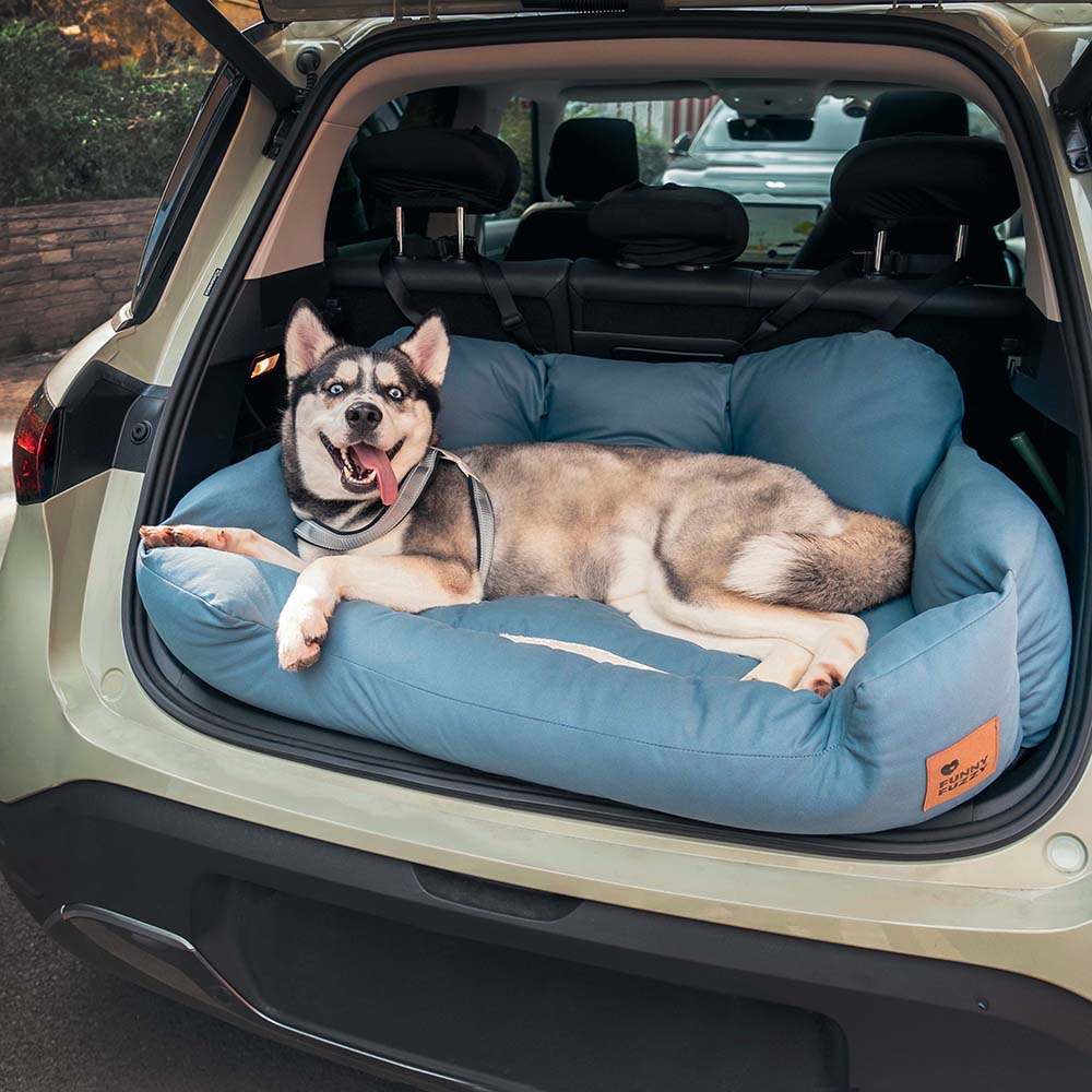 Dog Car Seat Cover for Back Seat – Padded Travel Hammock for Medium & Large Dogs with Safety Tethers & Storage Pockets