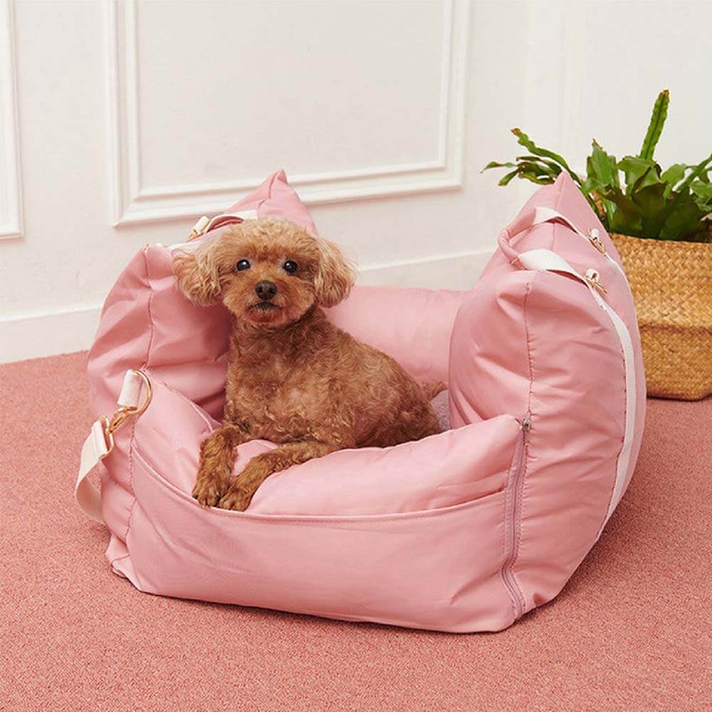 Padded Dog Car Seat Booster with Safety Harness & Side Bolsters – Waterproof Washable Pet Travel Carrier for Cars, SUVs & Travel