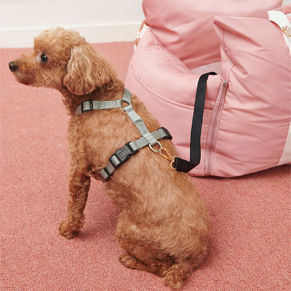 Padded Dog Car Seat Booster with Safety Harness & Side Bolsters – Waterproof Washable Pet Travel Carrier for Cars, SUVs & Travel
