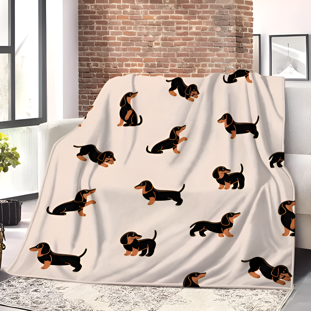 PupSnuggle Blanket - Fleece Blanket - Dachshund Print - Soft All-Season Comfort