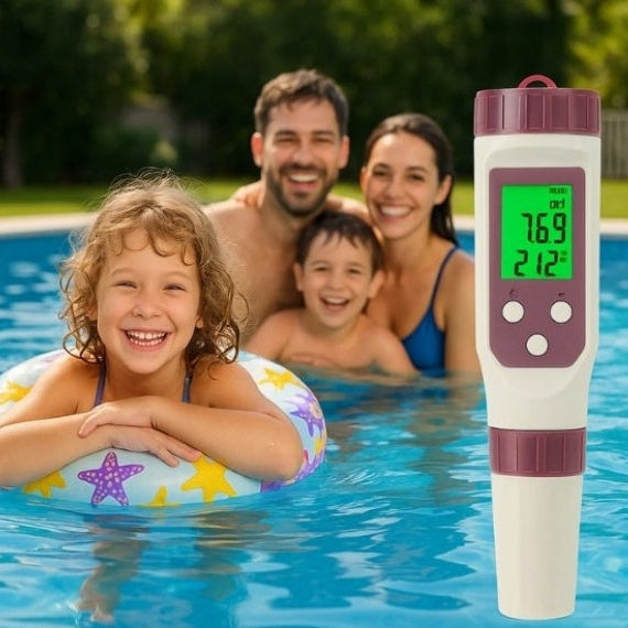 Water Quality Analyzer | 7-in-1 pH & Chlorine Tester with App Integration | Accurate Monitoring for Pools and Spas
