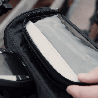 All-Weather Bicycle Handlebar Pouch with Touchscreen Access