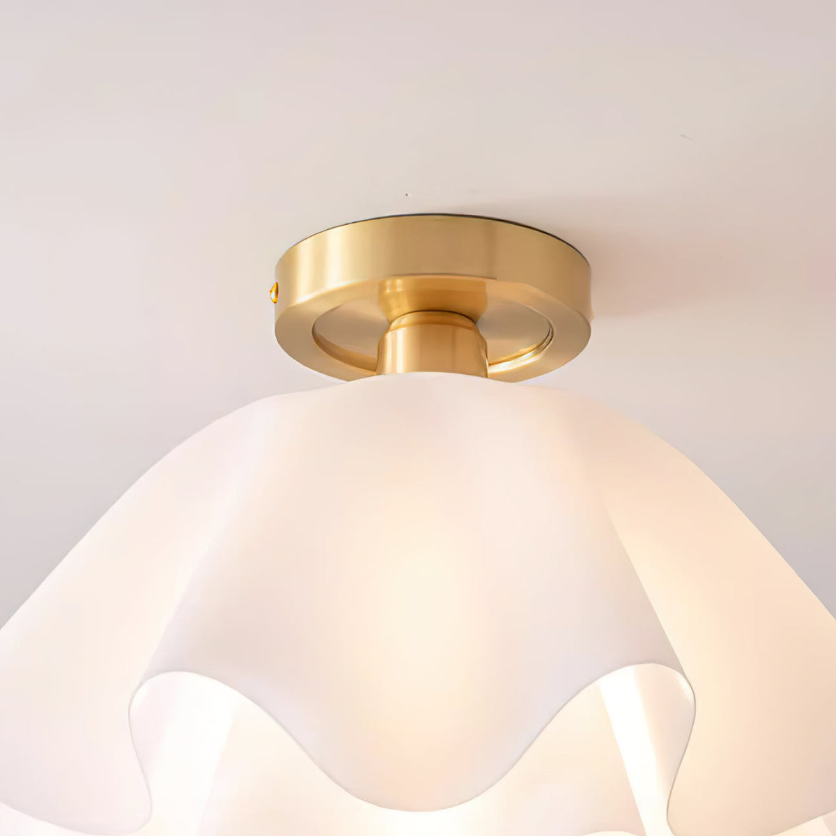 Flush Mount Acrylic Folded Ceiling Light 12 in White for Bedroom Living Room Hallway Modern E27 LED Fixture Home Decor Overhead Lighting