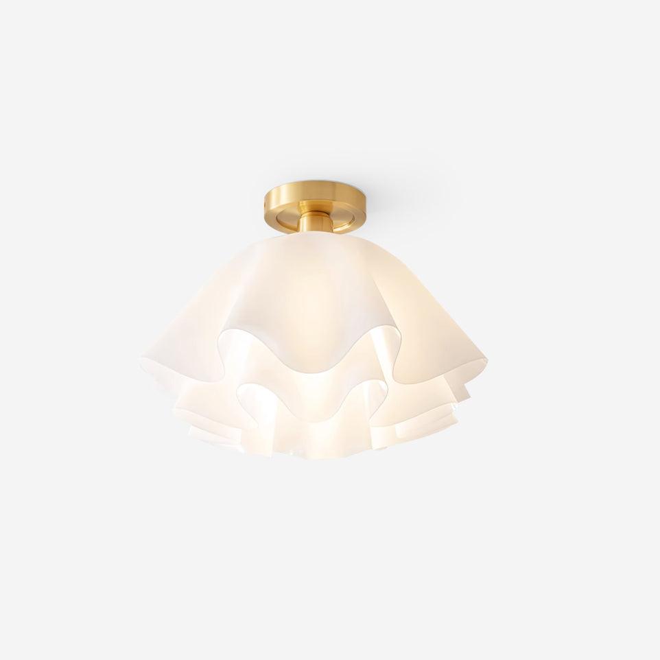 Flush Mount Acrylic Folded Ceiling Light 12 in White for Bedroom Living Room Hallway Modern E27 LED Fixture Home Decor Overhead Lighting