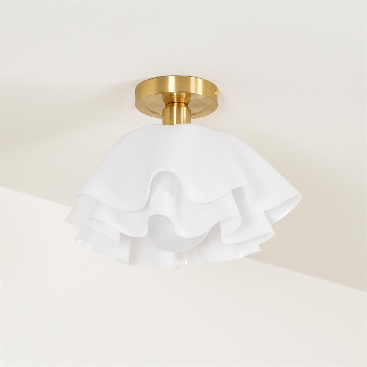 Flush Mount Acrylic Folded Ceiling Light 12 in White for Bedroom Living Room Hallway Modern E27 LED Fixture Home Decor Overhead Lighting