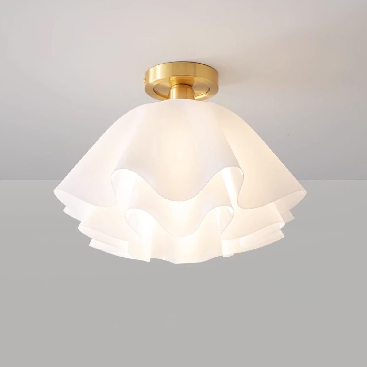 Flush Mount Acrylic Folded Ceiling Light 12 in White for Bedroom Living Room Hallway Modern E27 LED Fixture Home Decor Overhead Lighting