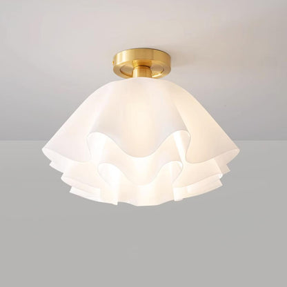 Flush Mount Acrylic Folded Ceiling Light 12 in White for Bedroom Living Room Hallway Modern E27 LED Fixture Home Decor Overhead Lighting