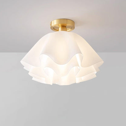 Flush Mount Acrylic Folded Ceiling Light 12 in White for Bedroom Living Room Hallway Modern E27 LED Fixture Home Decor Overhead Lighting