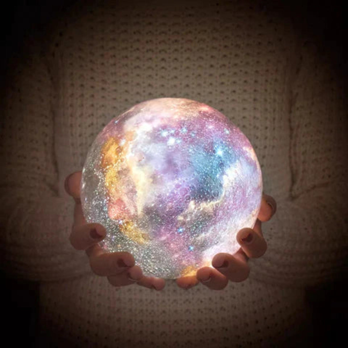 Galaxy Moon Lamp - 16 Colors, Remote Control, 3D, Night Light