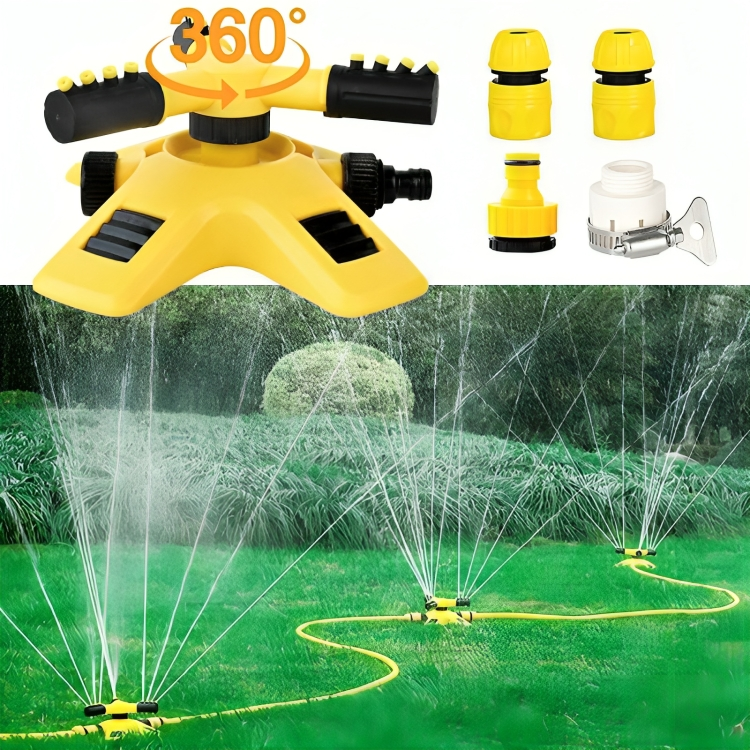 Lawn Sprinkler System for Yard, Garden Sprinkler with 4 Adjustable Nozzles, Water Sprinkler for Garden Hose