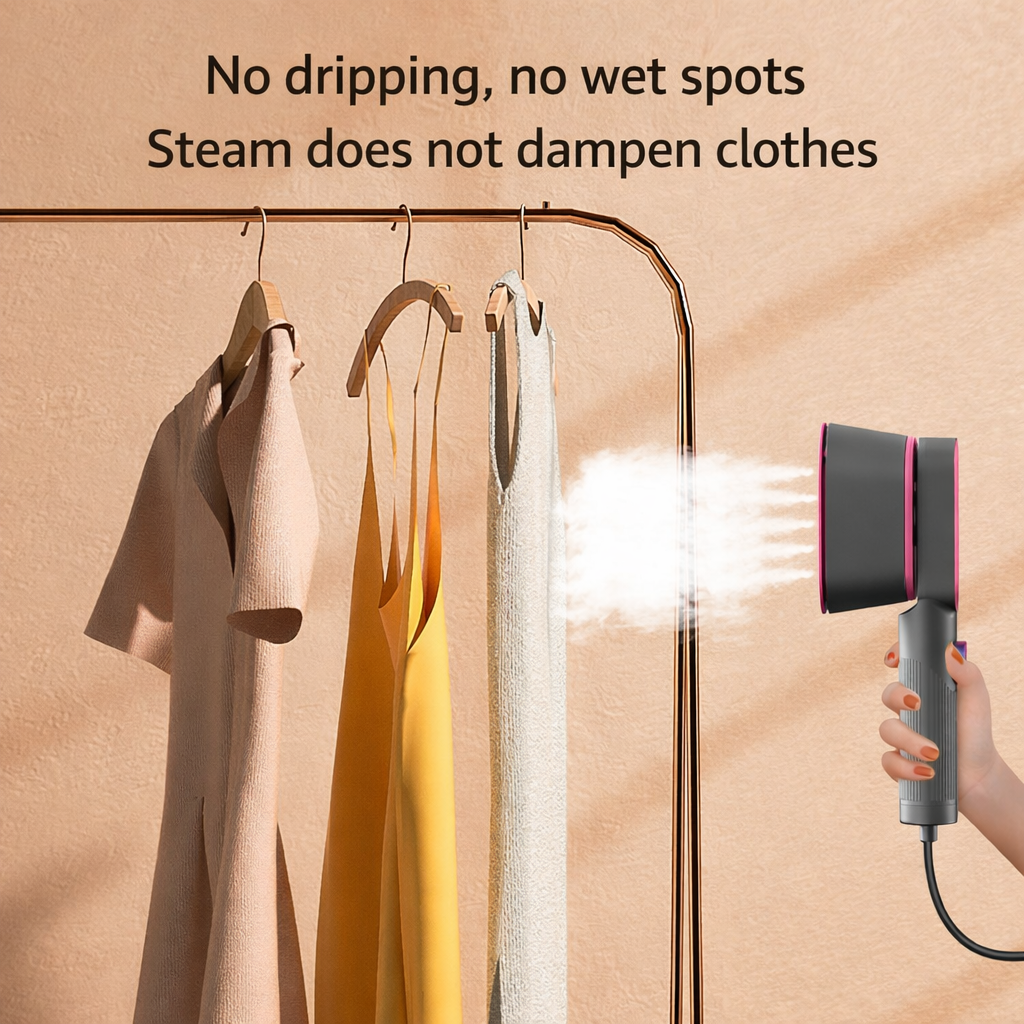Portable Handheld Steamer | Quick Heat Travel Garment Care Tool | Compact Design for Effortless Wrinkle Removal